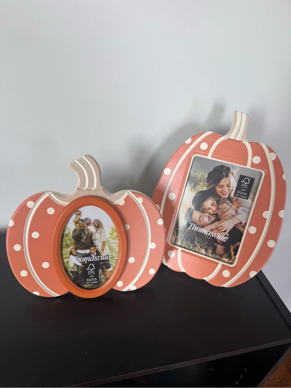 THOMASVILLE FALL ORANGE POLKA DOT PICTURE FRAMES SET 2 NEW